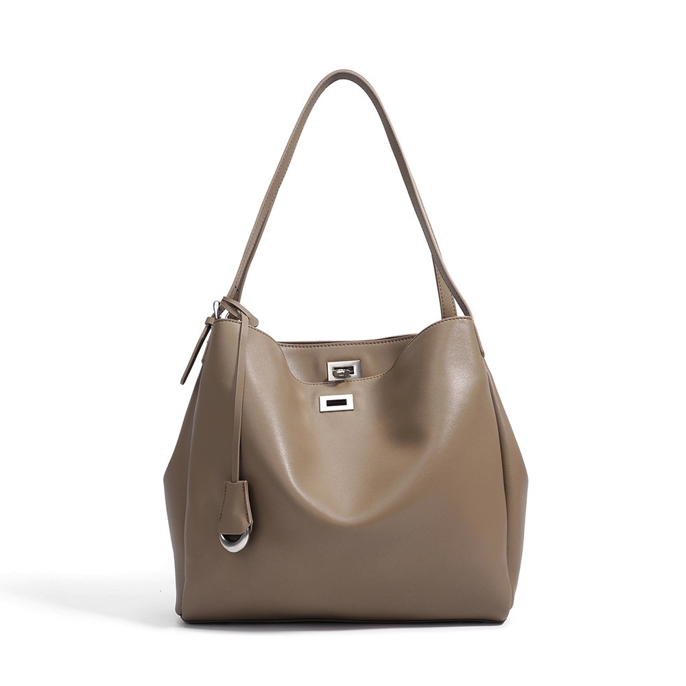 高級感のある万能フラップなしレディースバッグ 通勤 斜めがけ 脇下バッグ 牛革 大容量 ハンドバッグ トートバッグ カジュアル - Image 2