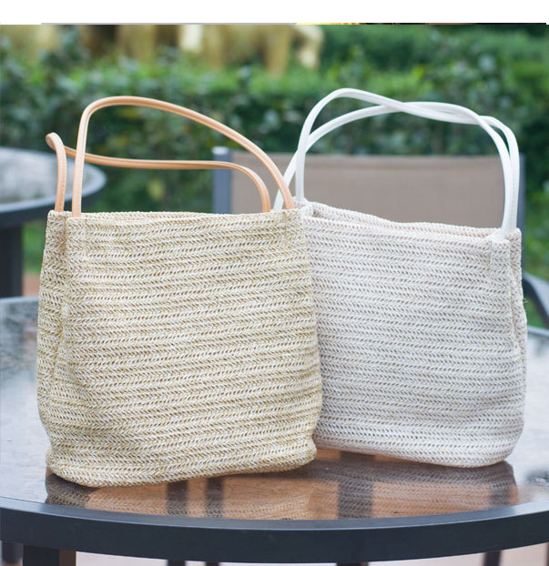 2025年新作 韓国風 ストロー編み バケットバッグ カジュアル ショルダーバッグ レディース ファッション - Image 2