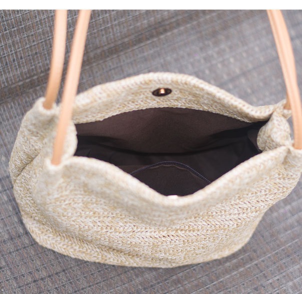 2025年新作 韓国風 ストロー編み バケットバッグ カジュアル ショルダーバッグ レディース ファッション - Image 6