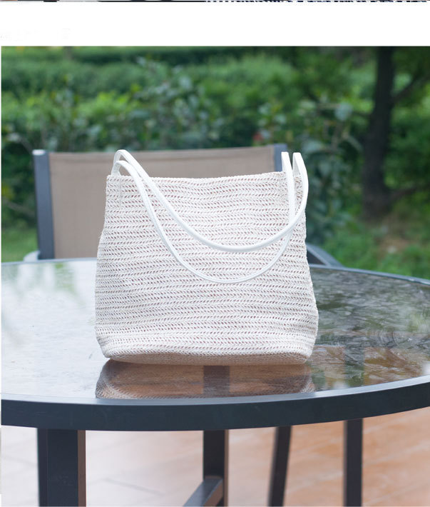 2025年新作 韓国風 ストロー編み バケットバッグ カジュアル ショルダーバッグ レディース ファッション - Image 7