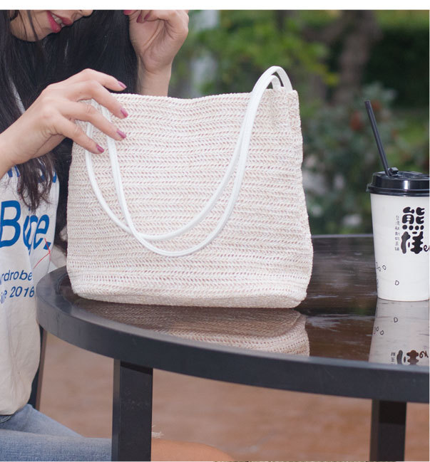 2025年新作 韓国風 ストロー編み バケットバッグ カジュアル ショルダーバッグ レディース ファッション - Image 8