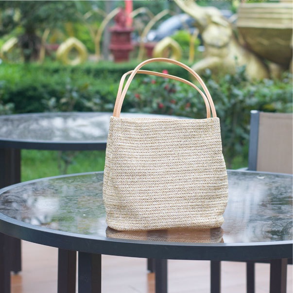 2025年新作 韓国風 ストロー編み バケットバッグ カジュアル ショルダーバッグ レディース ファッション - Image 9