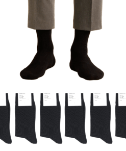 メンズ ビジネスソックス 6足セット 25-27cm 黒 吸汗 通気性 蒸れない オールシーズン対応 フォーマル コーマ綿 柔らかい 定番 リブ