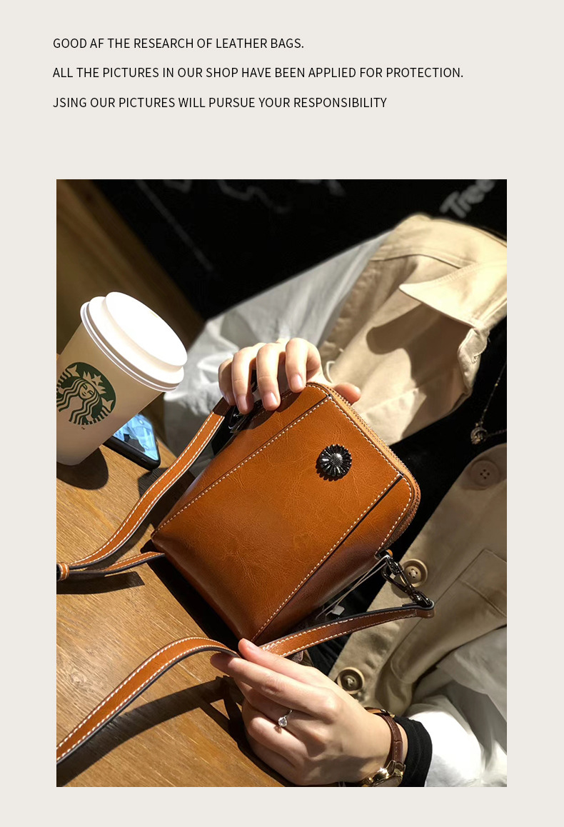 2025新作 大容量 スマホポーチ レディース シンプル 本革 ショルダーバッグ 小さめ 通勤 多用途 斜め掛けバッグ - Image 5